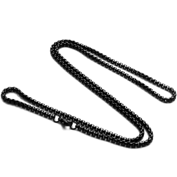 Other - 3mm 50cm wide Stainless Steel Rose Black Rolo Box Chain Men Women Necklace 20''